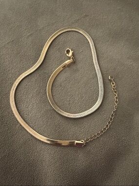 Gold-Tone Herringbone Necklace.